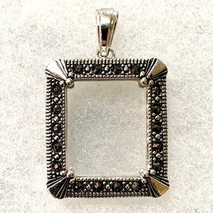 Silver Marcasite Locket Pendant New